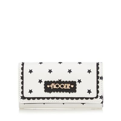 Black and white colour block star print large purse